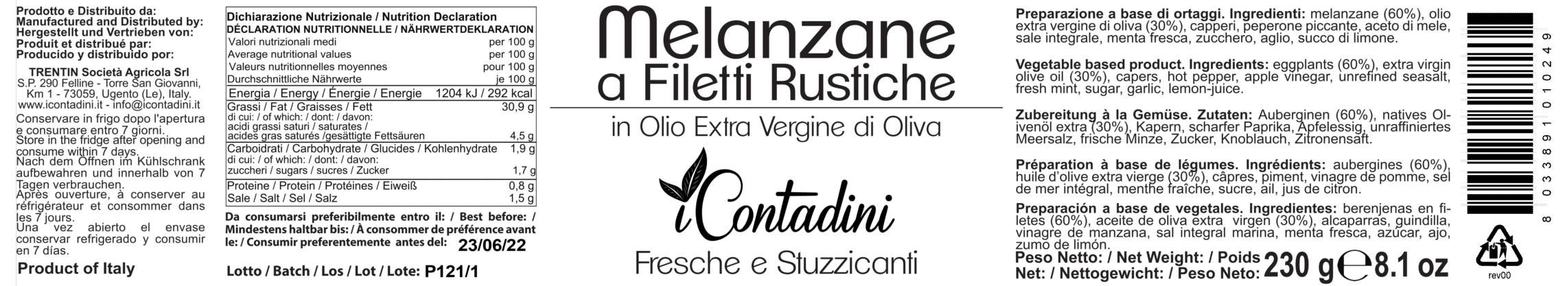 I Contadini, Melanzane a filetti rustiche in olio EVO