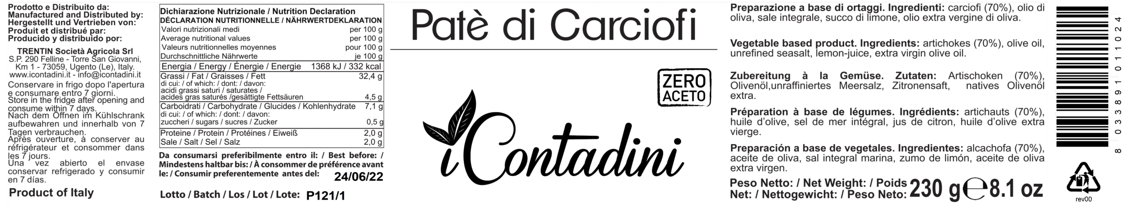 I Contadini, Patè di Carciofi con olio EVO