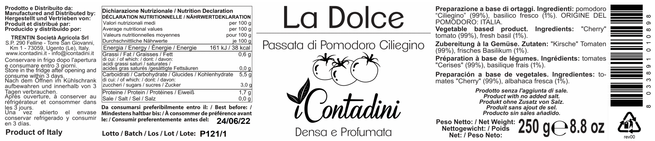 I Contadini, "La Dolce" Salsa di pomodoro ciliegino