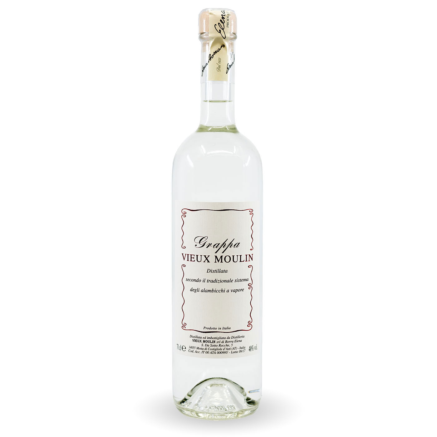 Elena da Costigliole, Grappa bianca 40° Selezione Vieux Moulin