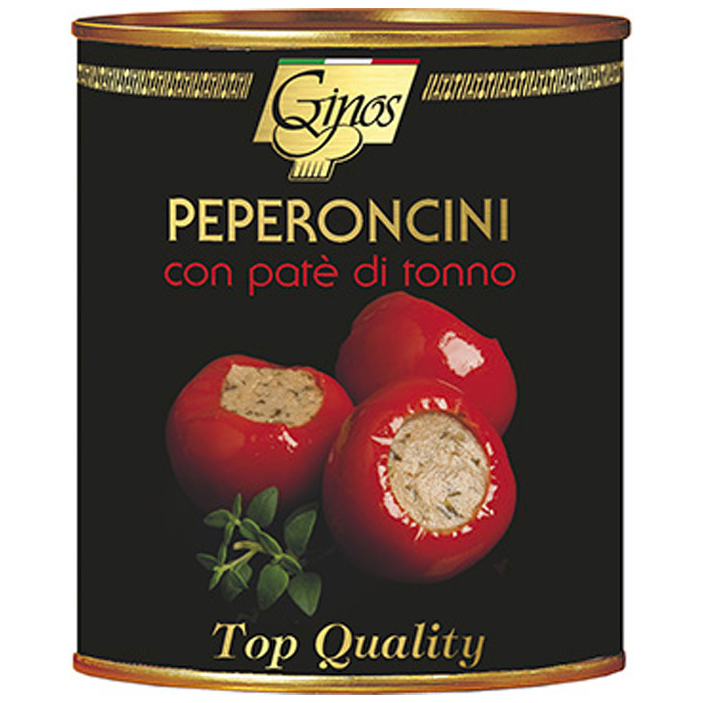 Ginos, Peperoncini con paté di Tonno in olio girasole, etichetta nera