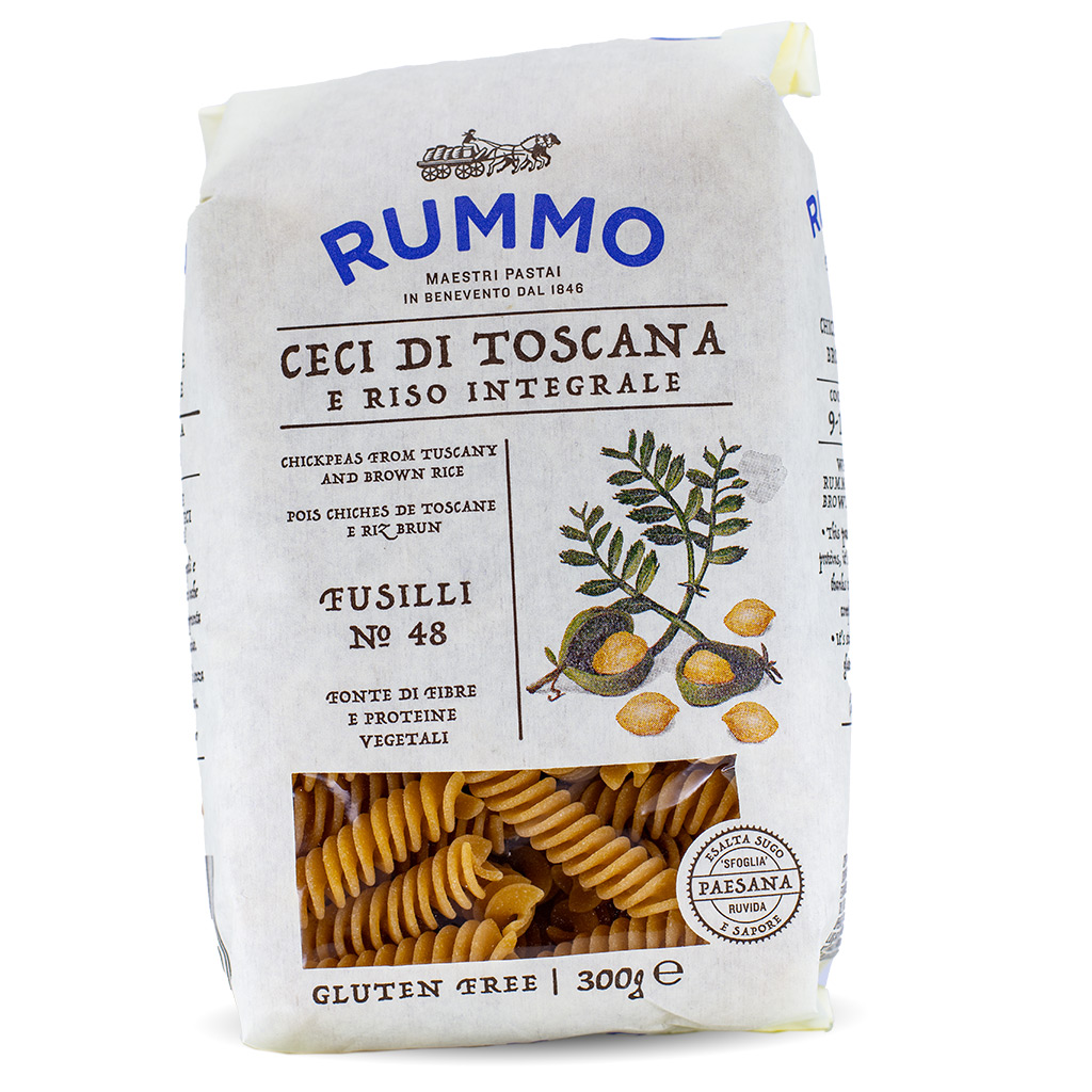 Rummo, Fusilli, Pasta aus Kichererbsen und Reis